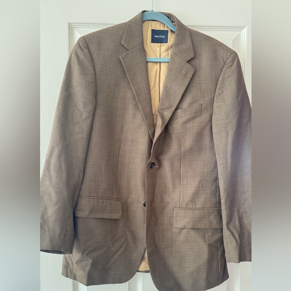 Nautica Men's Checkered Tan Blazer